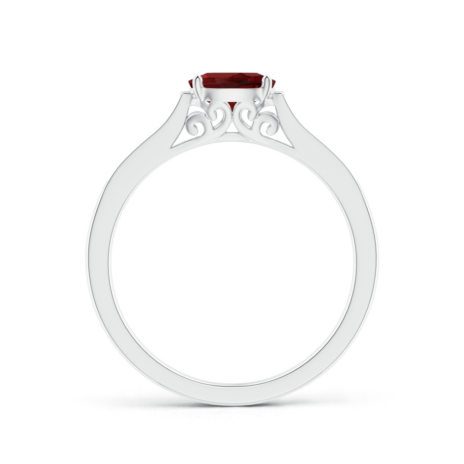 6x4mm AAAA East-West Oval Garnet Solitaire Ring with Diamonds in P950 Platinum side 1