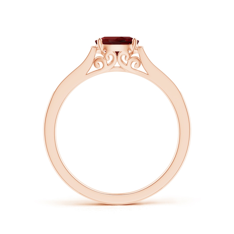 6x4mm AAAA East-West Oval Garnet Solitaire Ring with Diamonds in Rose Gold side 1
