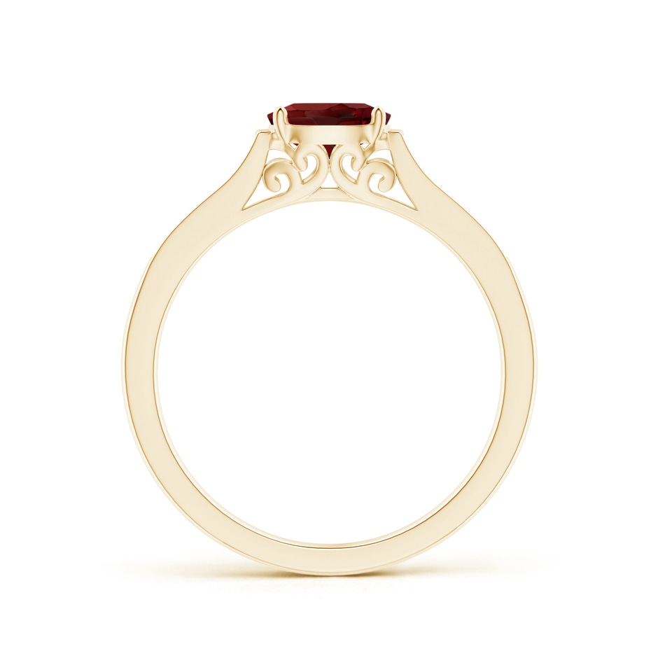 6x4mm AAAA East-West Oval Garnet Solitaire Ring with Diamonds in Yellow Gold side 1