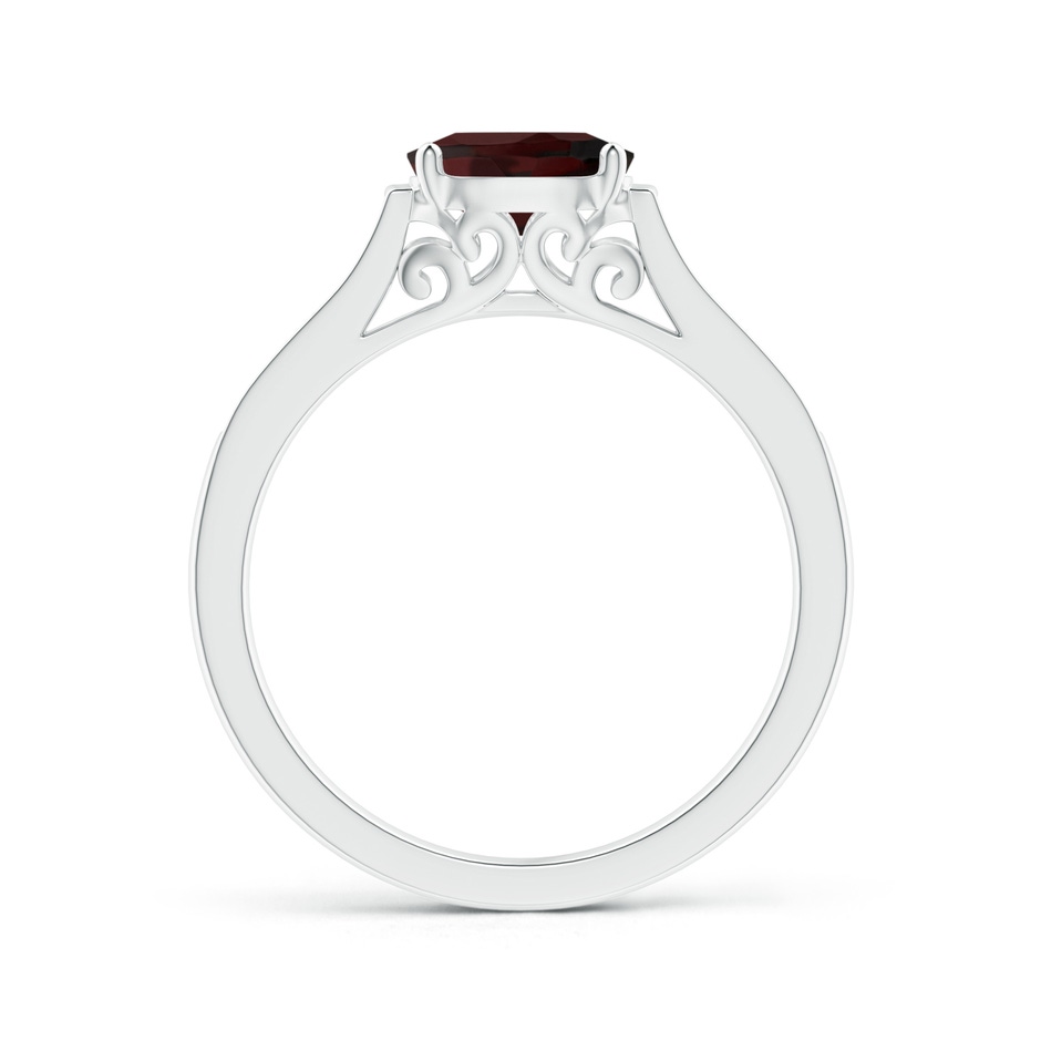 7x5mm A East-West Oval Garnet Solitaire Ring with Diamonds in White Gold side 1