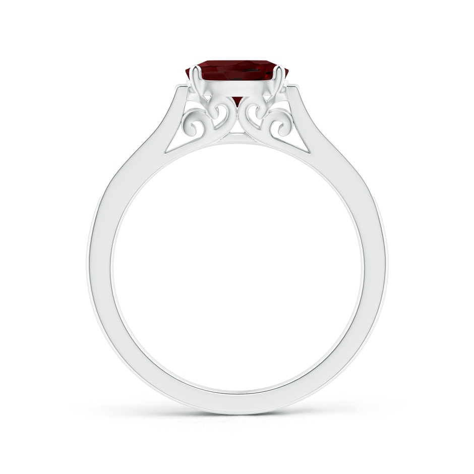 7x5mm AAA East-West Oval Garnet Solitaire Ring with Diamonds in White Gold side 1