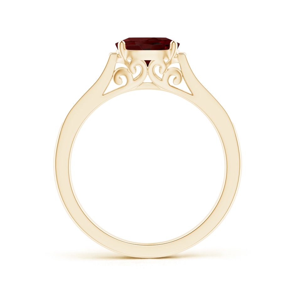 7x5mm AAA East-West Oval Garnet Solitaire Ring with Diamonds in Yellow Gold side 1