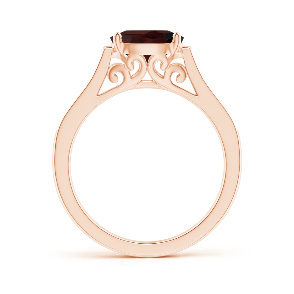 8x6mm A East-West Oval Garnet Solitaire Ring with Diamonds in Rose Gold side 1