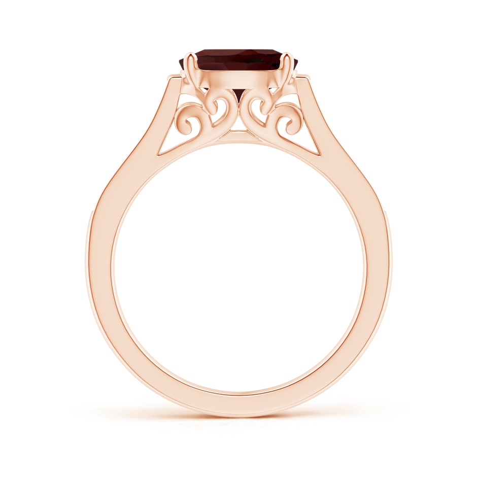 8x6mm AA East-West Oval Garnet Solitaire Ring with Diamonds in Rose Gold side 1
