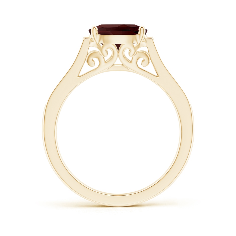 8x6mm AA East-West Oval Garnet Solitaire Ring with Diamonds in Yellow Gold side 1
