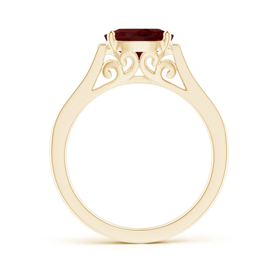 8x6mm AAA East-West Oval Garnet Solitaire Ring with Diamonds in Yellow Gold side 1