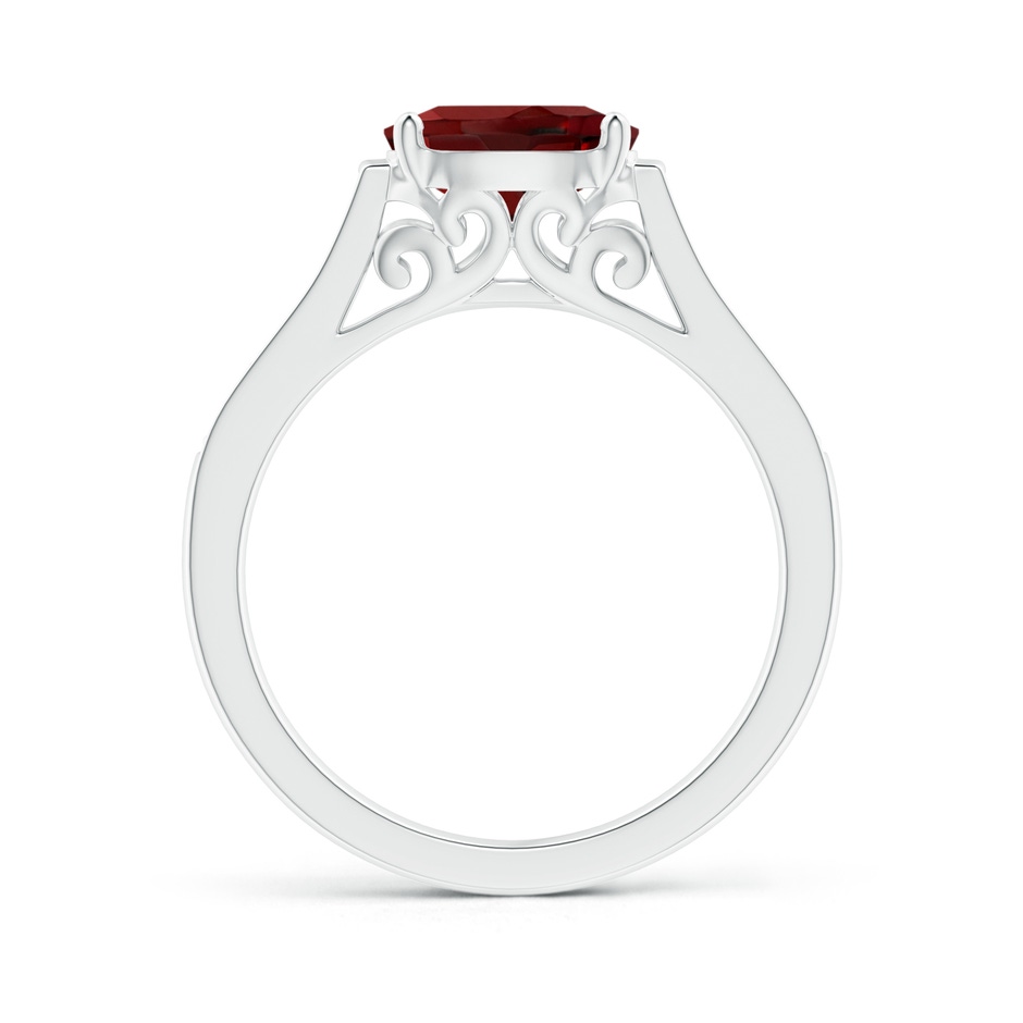 8x6mm AAAA East-West Oval Garnet Solitaire Ring with Diamonds in P950 Platinum side 1