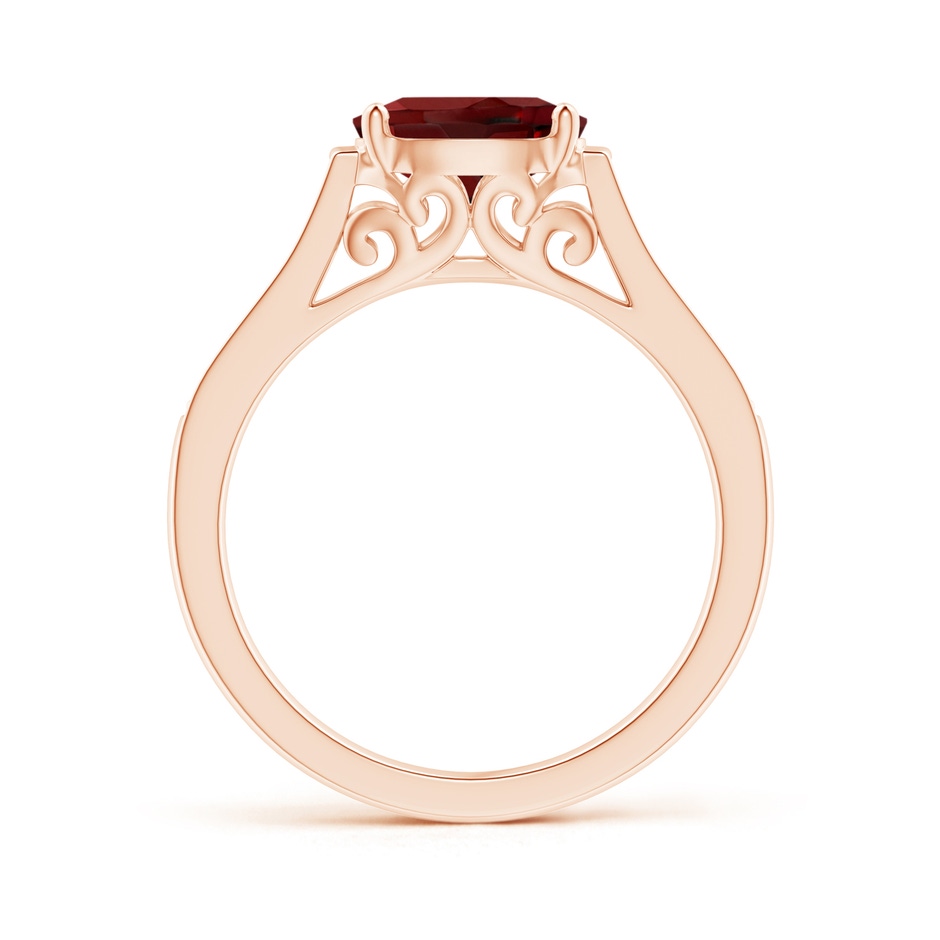 8x6mm AAAA East-West Oval Garnet Solitaire Ring with Diamonds in Rose Gold side 1