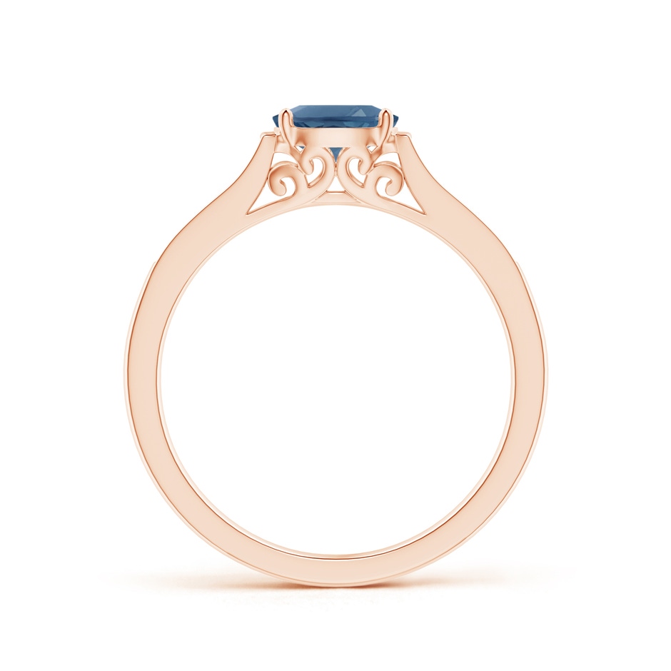 6x4mm A East-West Oval London Blue Topaz Solitaire Ring with Diamonds in Rose Gold product image