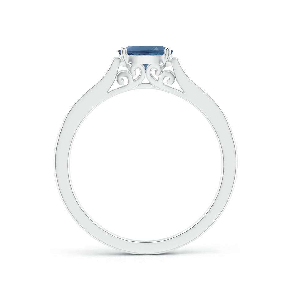 6x4mm A East-West Oval London Blue Topaz Solitaire Ring with Diamonds in White Gold product image