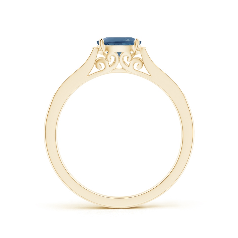 6x4mm A East-West Oval London Blue Topaz Solitaire Ring with Diamonds in Yellow Gold product image