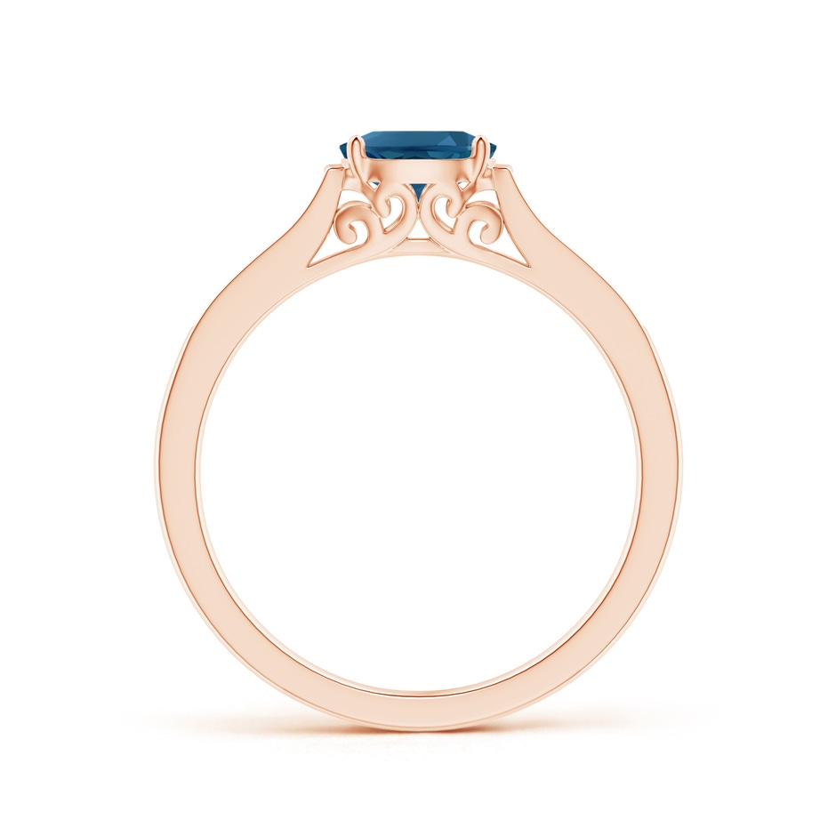 6x4mm AAA East-West Oval London Blue Topaz Solitaire Ring with Diamonds in Rose Gold product image