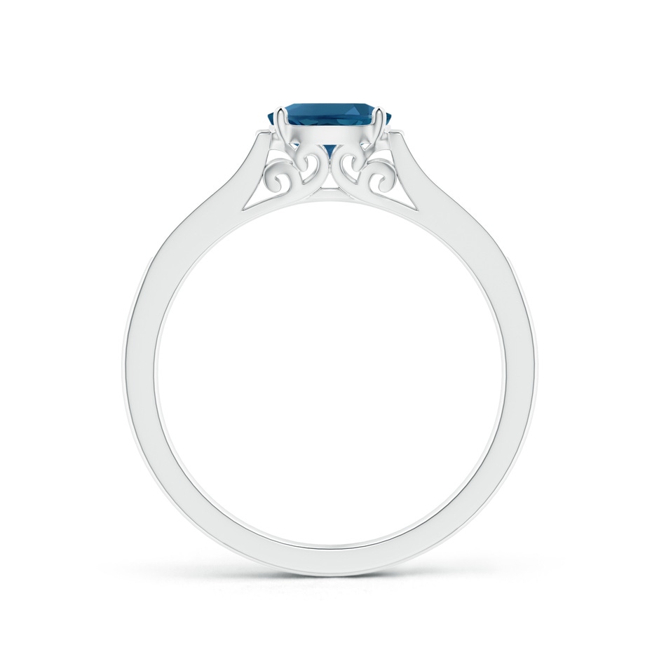 6x4mm AAA East-West Oval London Blue Topaz Solitaire Ring with Diamonds in White Gold product image