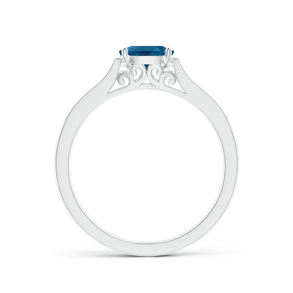 6x4mm AAAA East-West Oval London Blue Topaz Solitaire Ring with Diamonds in P950 Platinum product image