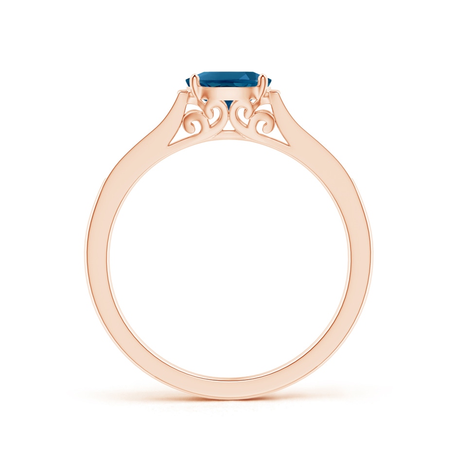 6x4mm AAAA East-West Oval London Blue Topaz Solitaire Ring with Diamonds in Rose Gold product image
