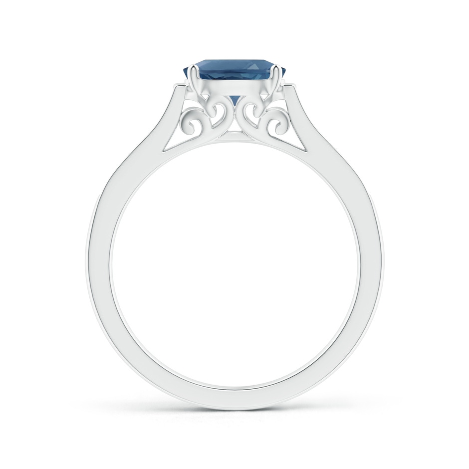 7x5mm A East-West Oval London Blue Topaz Solitaire Ring with Diamonds in P950 Platinum product image
