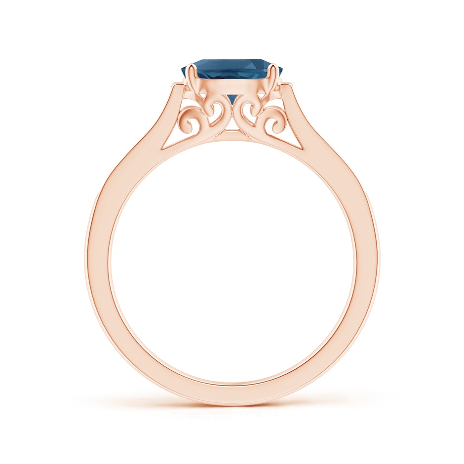 7x5mm AA East-West Oval London Blue Topaz Solitaire Ring with Diamonds in Rose Gold product image