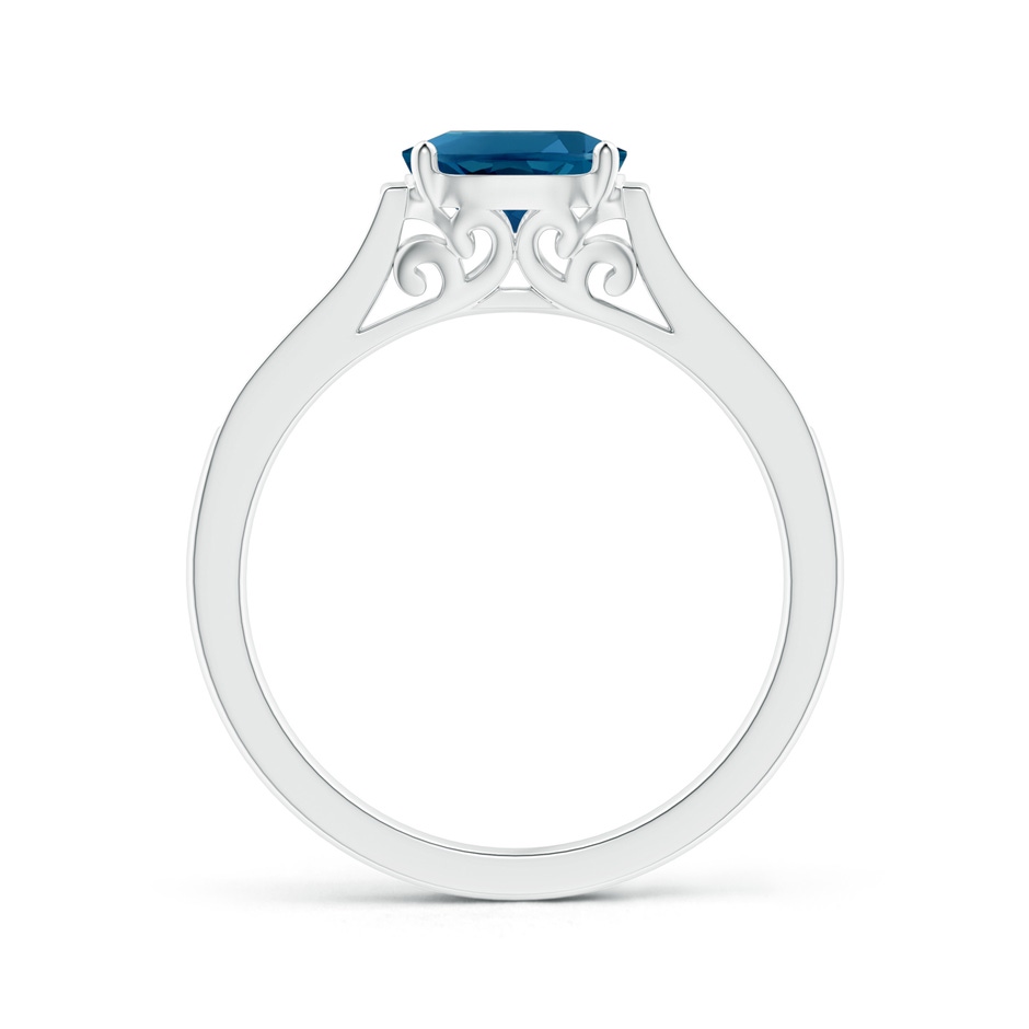 7x5mm AAAA East-West Oval London Blue Topaz Solitaire Ring with Diamonds in White Gold product image