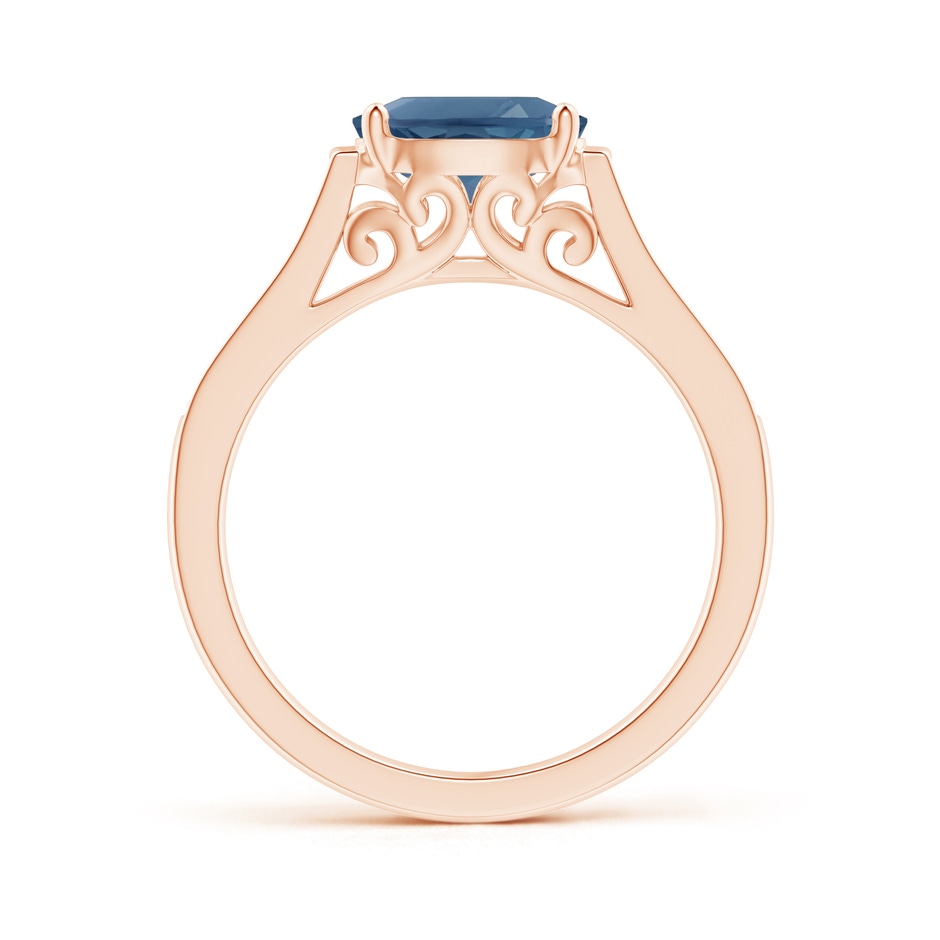8x6mm A East-West Oval London Blue Topaz Solitaire Ring with Diamonds in Rose Gold product image