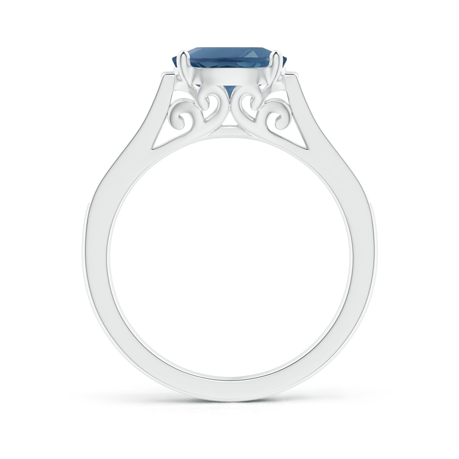 8x6mm A East-West Oval London Blue Topaz Solitaire Ring with Diamonds in White Gold product image