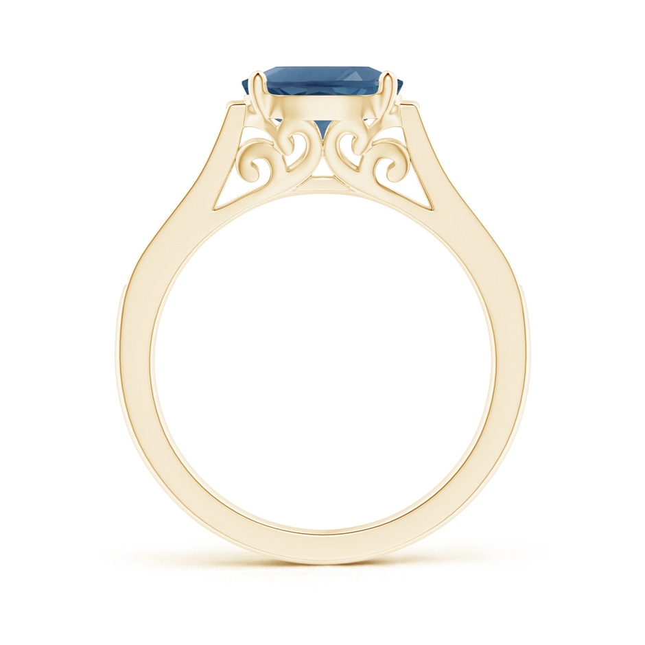 8x6mm A East-West Oval London Blue Topaz Solitaire Ring with Diamonds in Yellow Gold product image