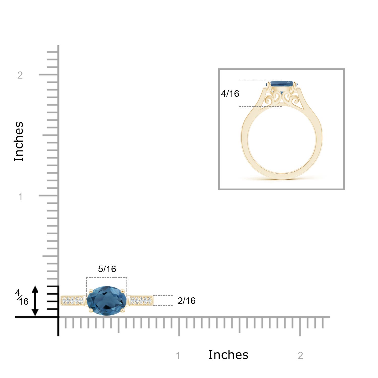 A - London Blue Topaz / 1.64 CT / 14 KT Yellow Gold