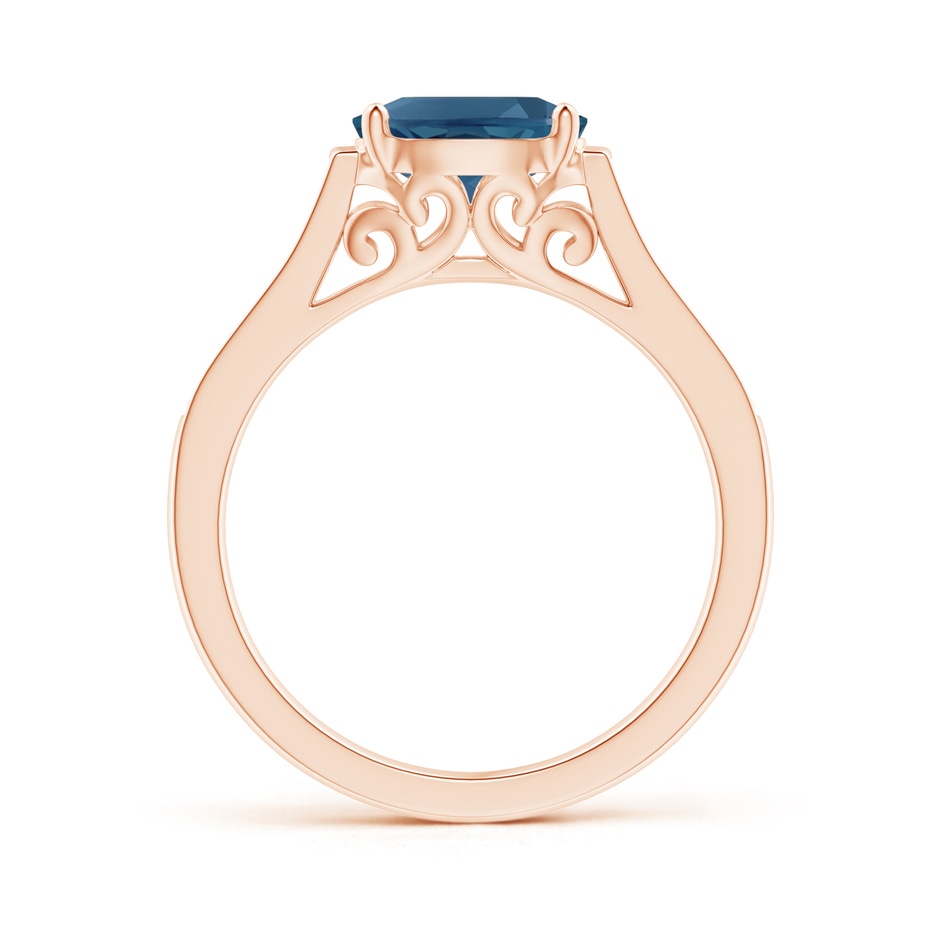 8x6mm AA East-West Oval London Blue Topaz Solitaire Ring with Diamonds in Rose Gold product image