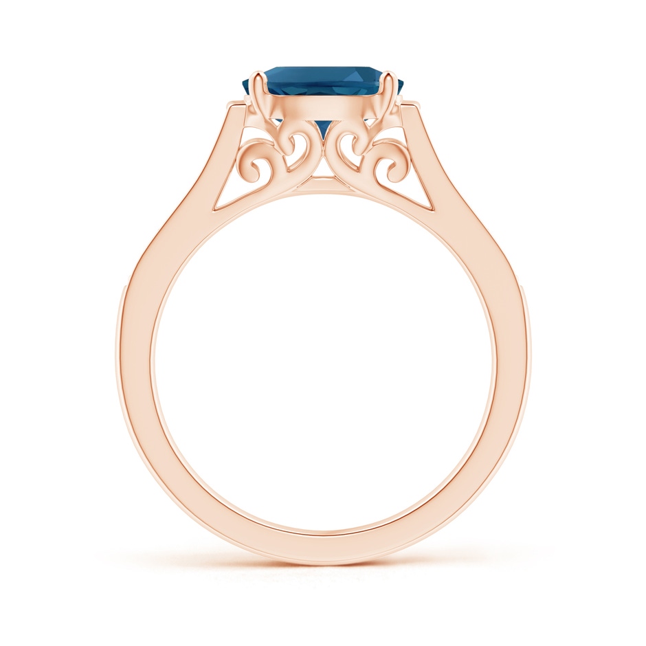 8x6mm AAA East-West Oval London Blue Topaz Solitaire Ring with Diamonds in Rose Gold product image