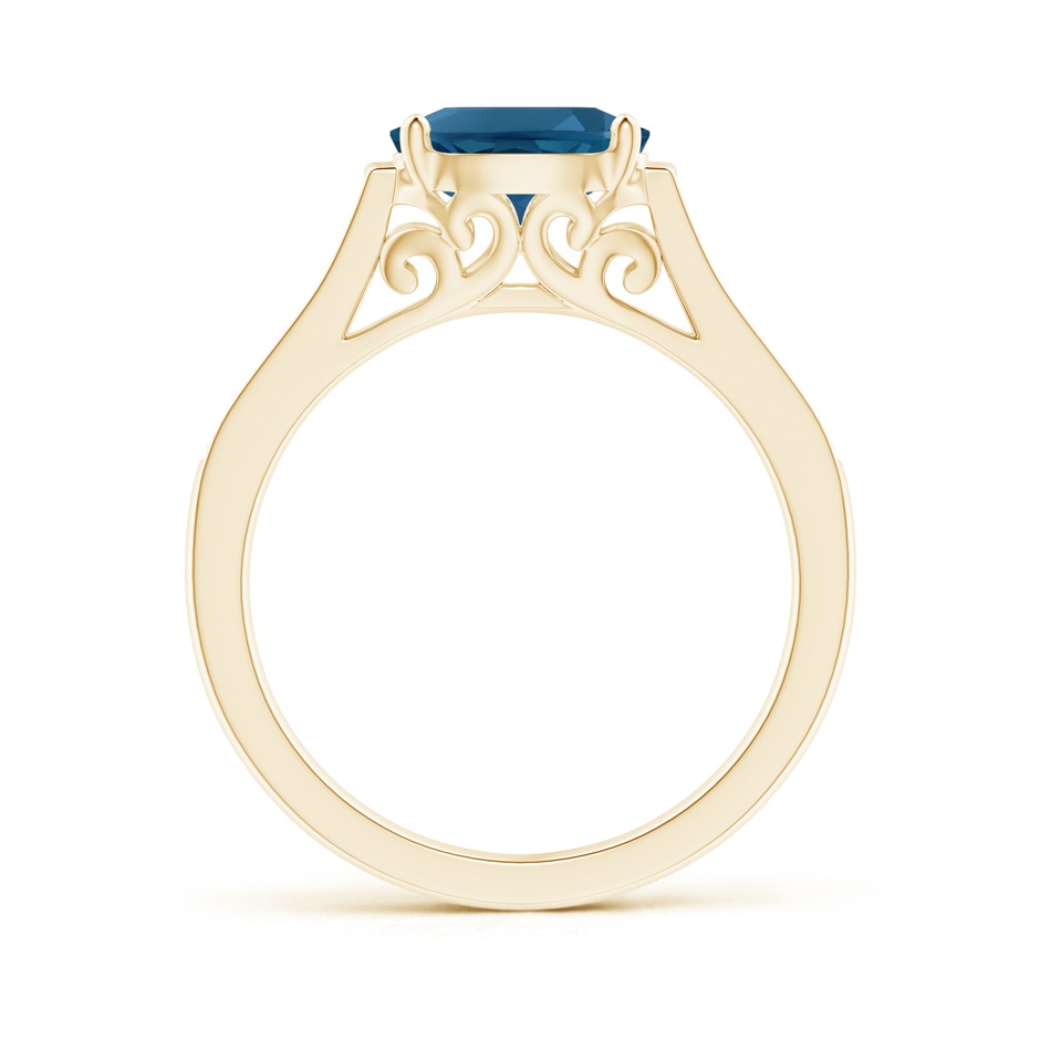 8x6mm AAA East-West Oval London Blue Topaz Solitaire Ring with Diamonds in Yellow Gold product image