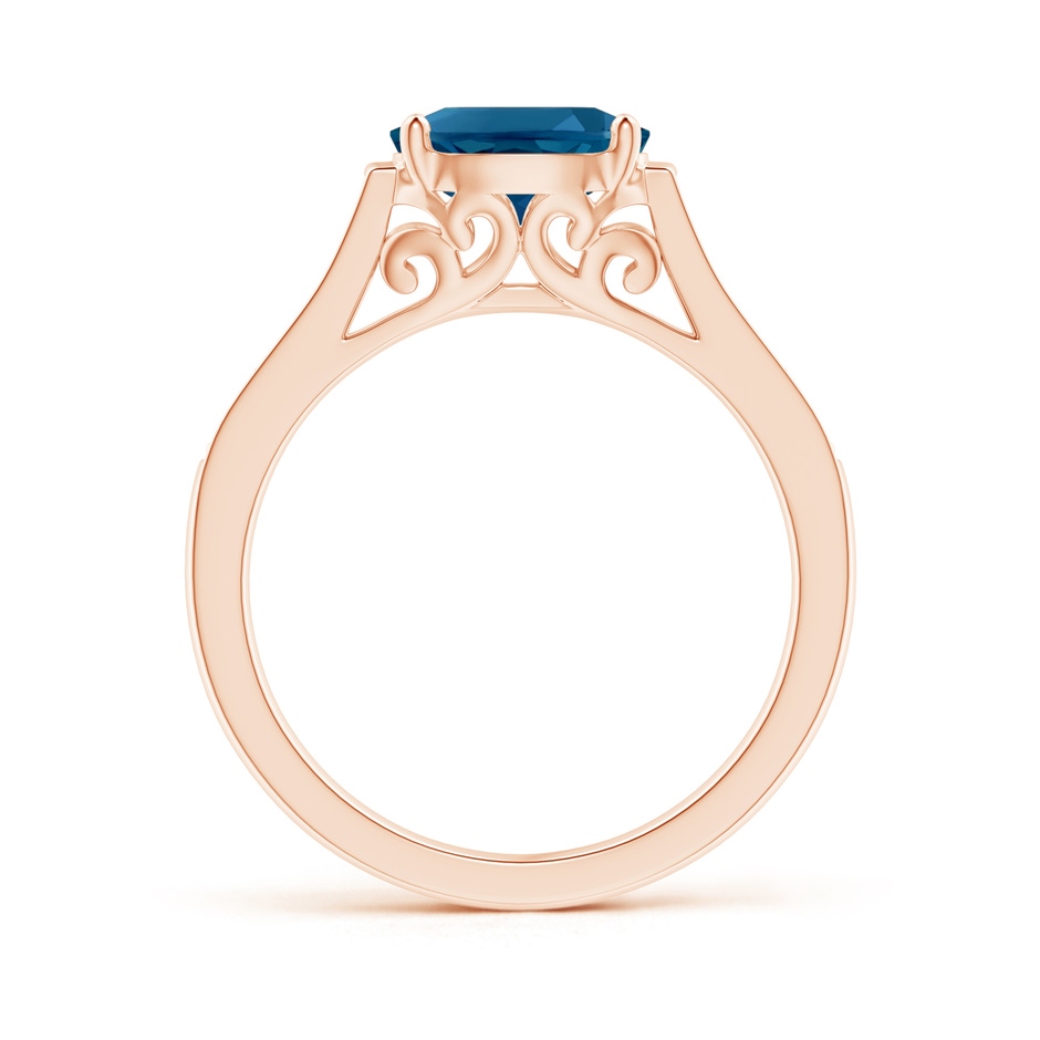 8x6mm AAAA East-West Oval London Blue Topaz Solitaire Ring with Diamonds in Rose Gold product image
