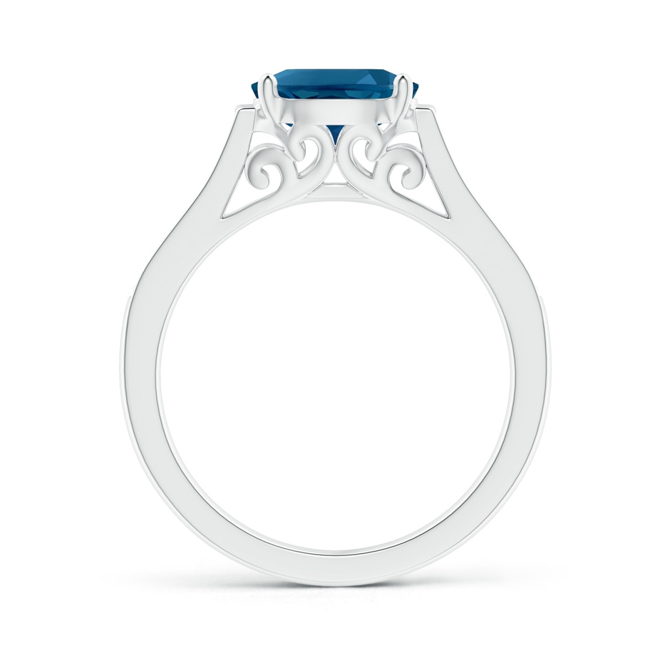 8x6mm AAAA East-West Oval London Blue Topaz Solitaire Ring with Diamonds in White Gold product image