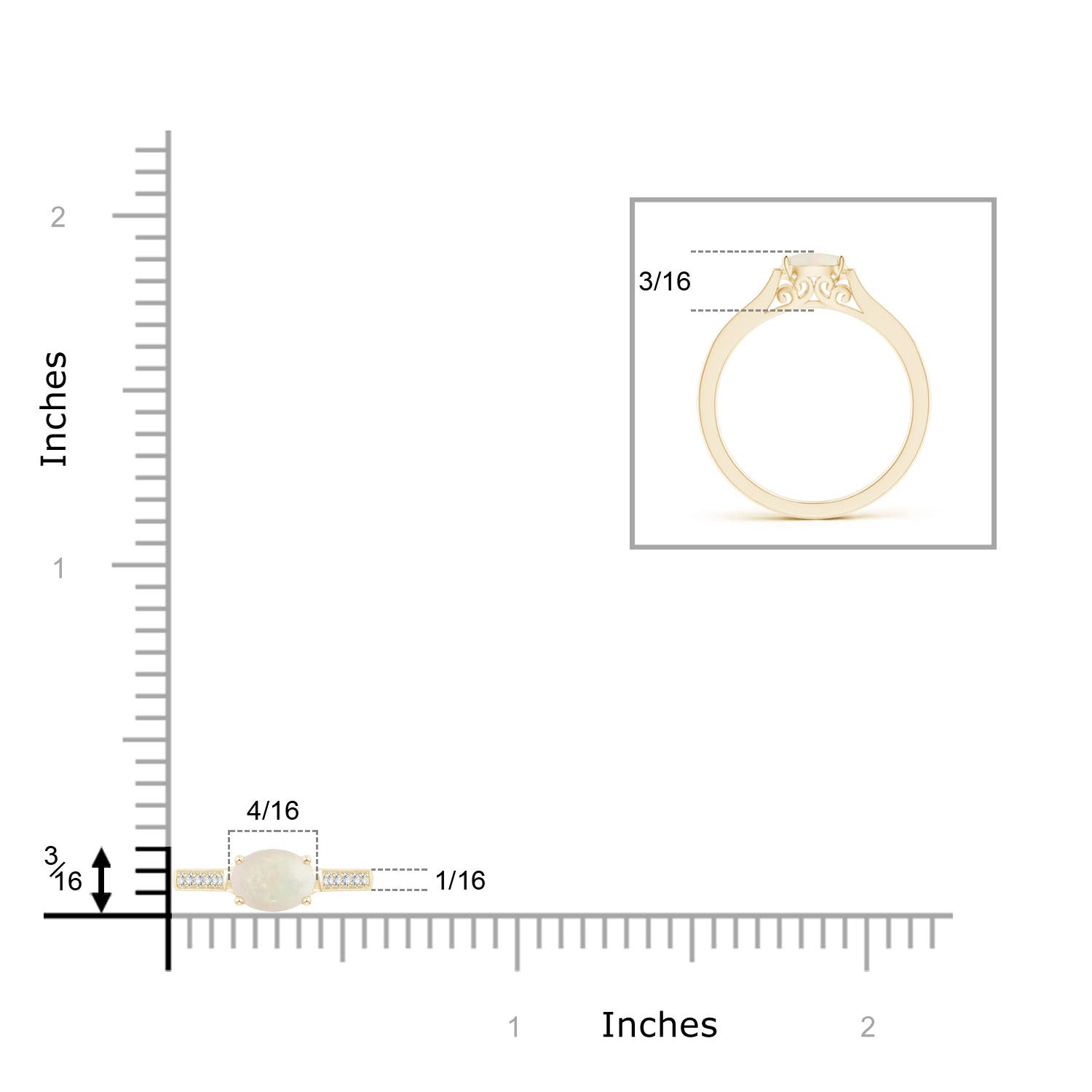 A - Opal / 0.38 CT / 14 KT Yellow Gold