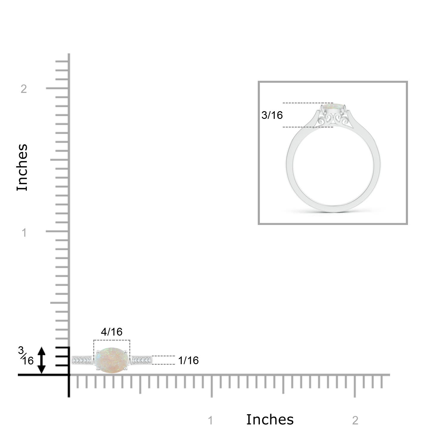 AA - Opal / 0.38 CT / 14 KT White Gold