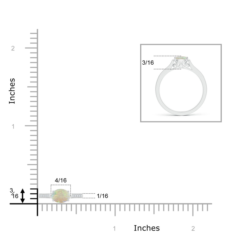 6x4mm AAA East-West Oval Opal Solitaire Ring with Diamonds in P950 Platinum product image