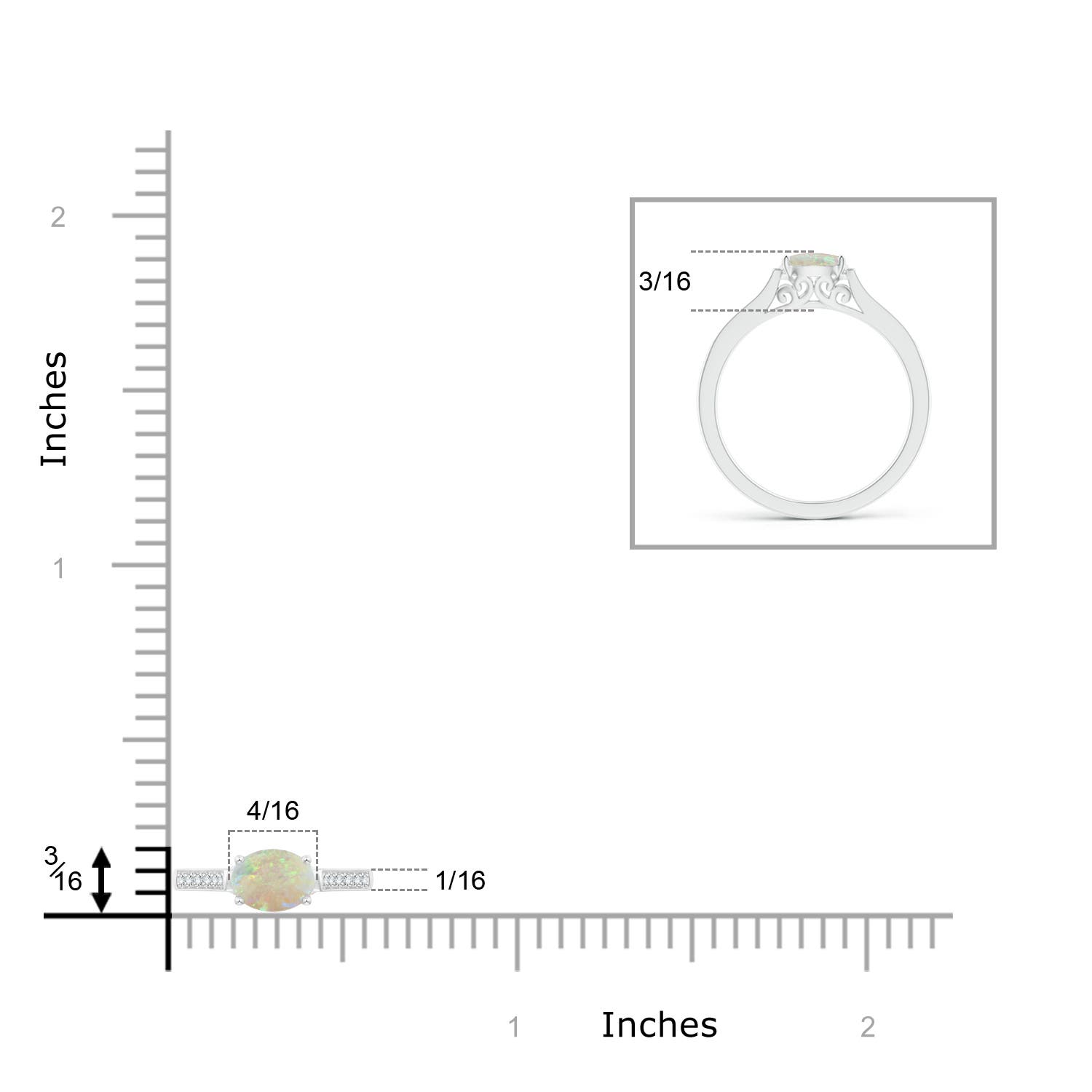 AAA - Opal / 0.38 CT / 14 KT White Gold