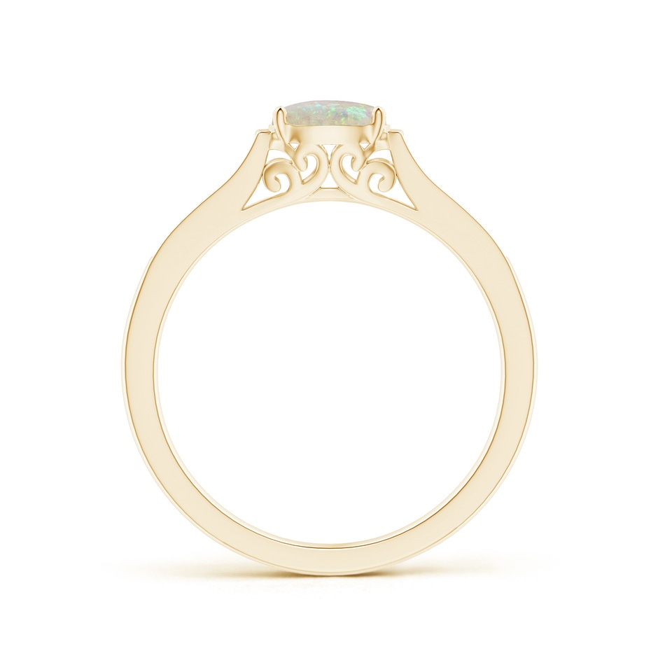 6x4mm AAA East-West Oval Opal Solitaire Ring with Diamonds in Yellow Gold product image
