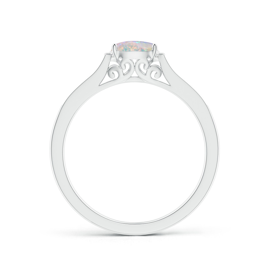 6x4mm AAAA East-West Oval Opal Solitaire Ring with Diamonds in P950 Platinum product image