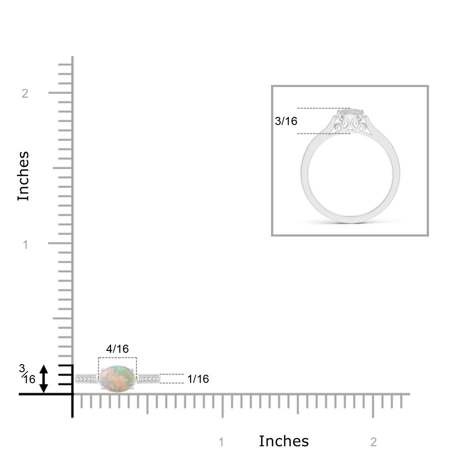 6x4mm AAAA East-West Oval Opal Solitaire Ring with Diamonds in P950 Platinum product image