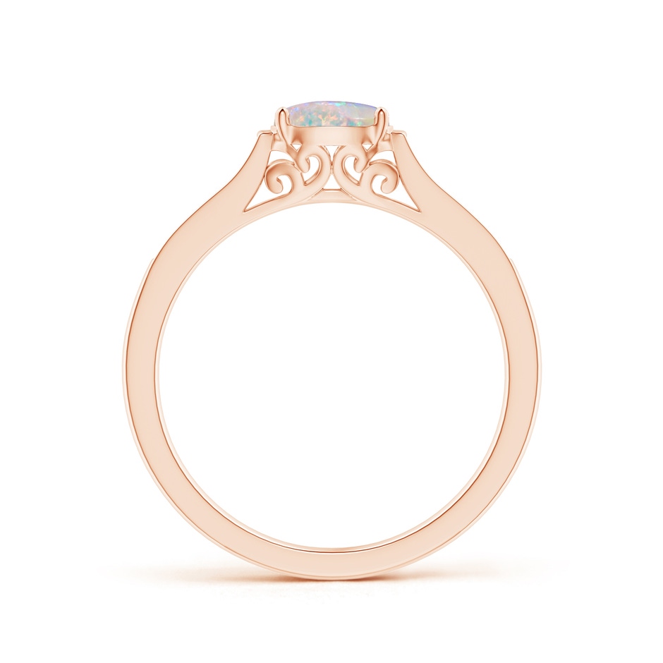 6x4mm AAAA East-West Oval Opal Solitaire Ring with Diamonds in Rose Gold product image