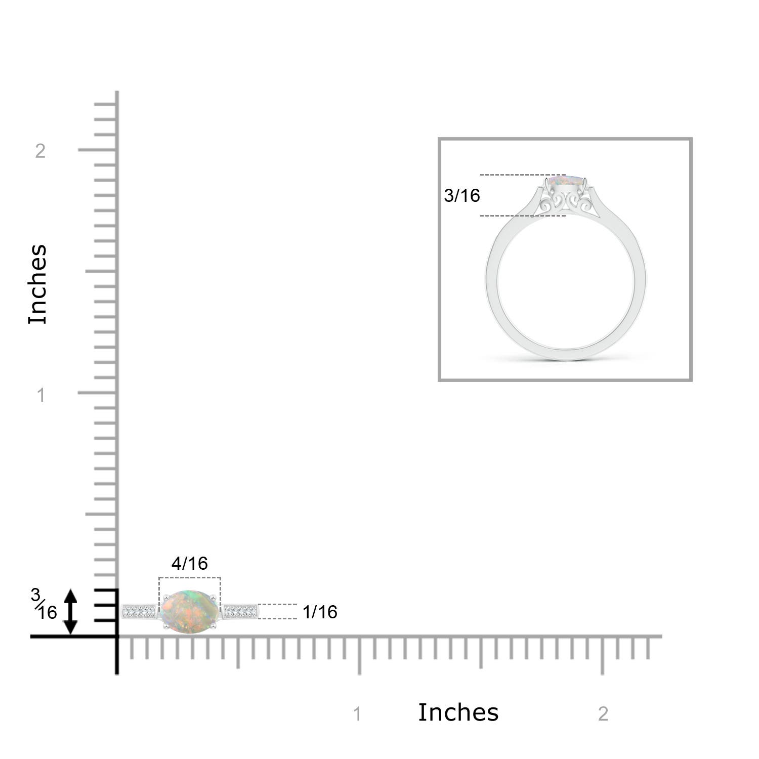 AAAA - Opal / 0.38 CT / 14 KT White Gold