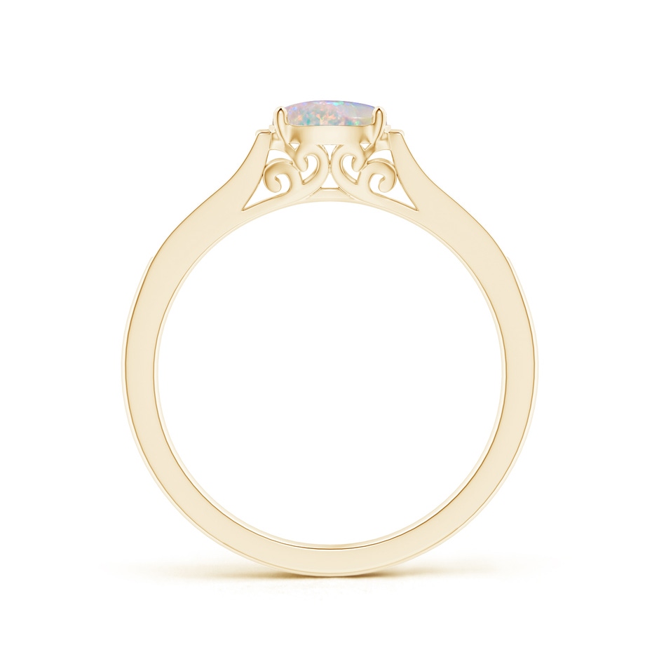 6x4mm AAAA East-West Oval Opal Solitaire Ring with Diamonds in Yellow Gold product image