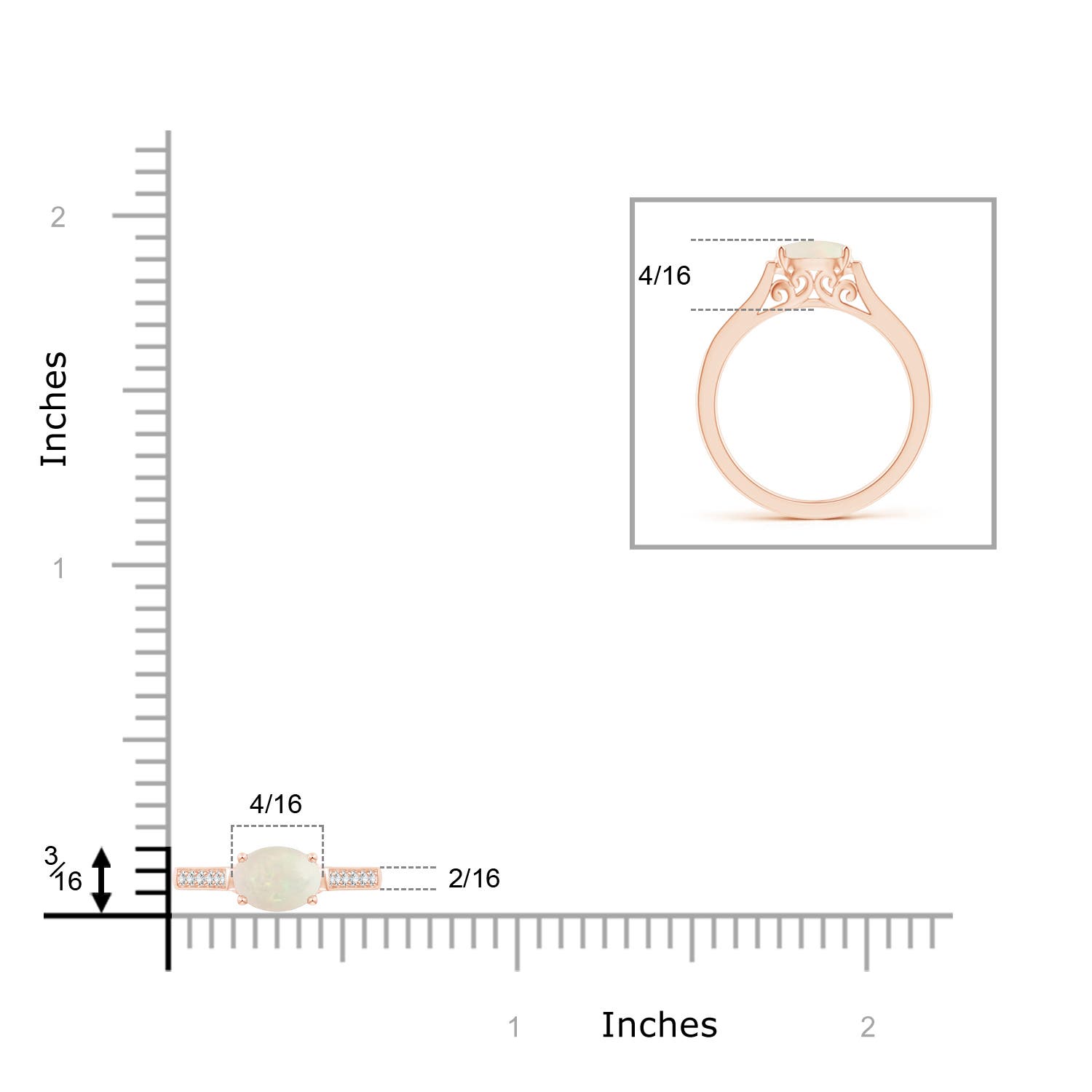 A - Opal / 0.57 CT / 14 KT Rose Gold