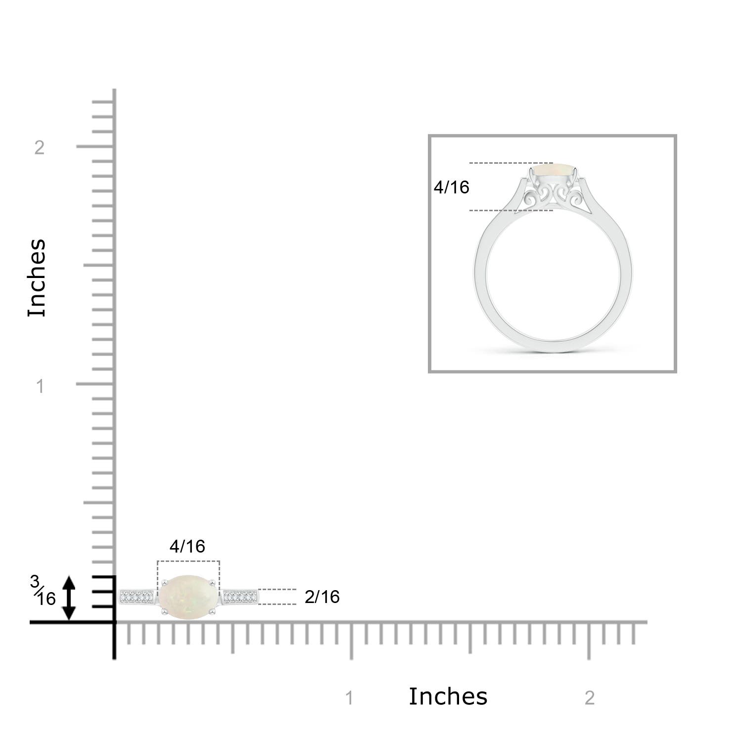 A - Opal / 0.57 CT / 14 KT White Gold