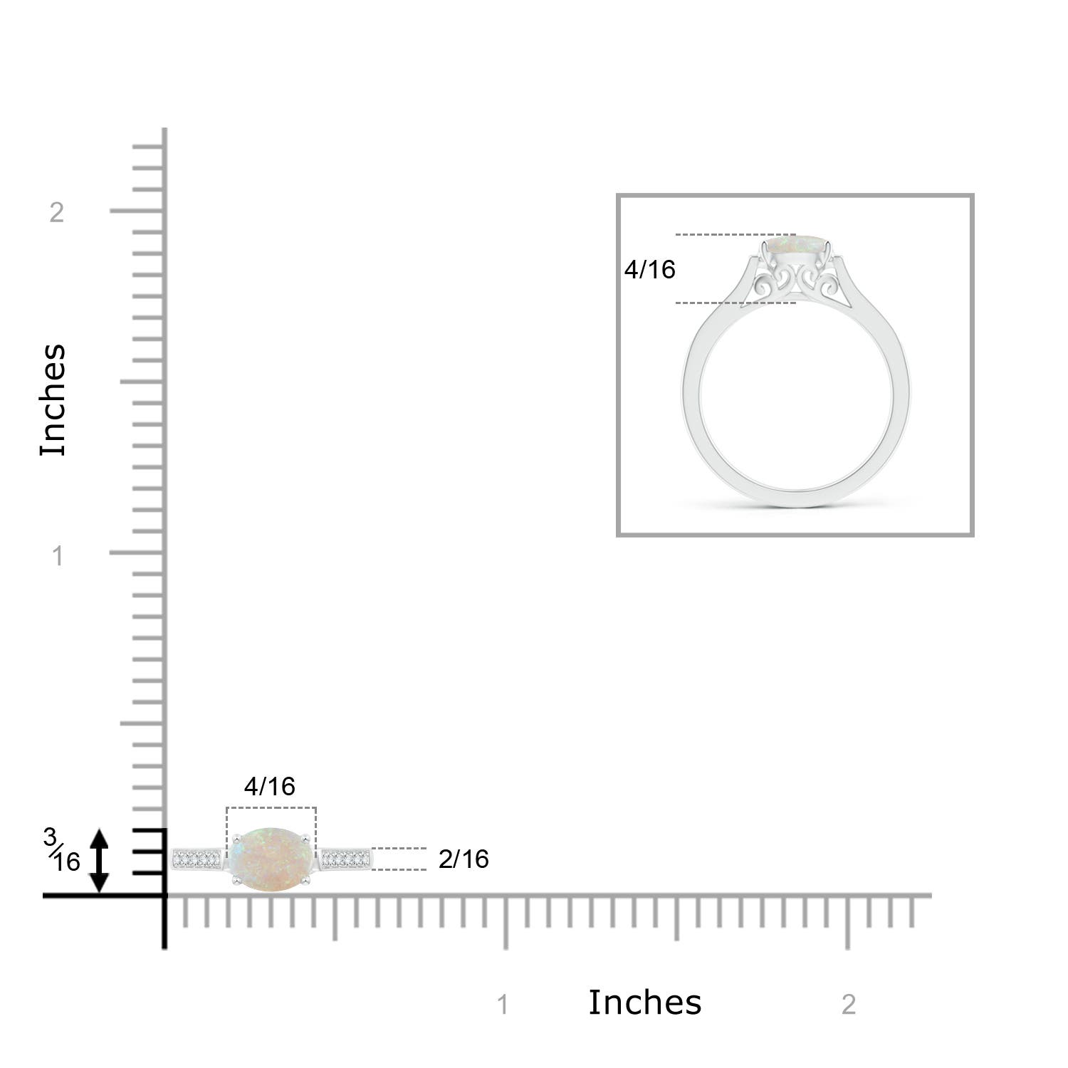 AA - Opal / 0.57 CT / 14 KT White Gold