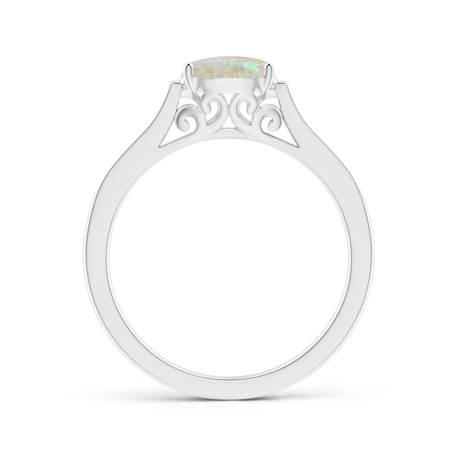 7x5mm AAA East-West Oval Opal Solitaire Ring with Diamonds in P950 Platinum product image