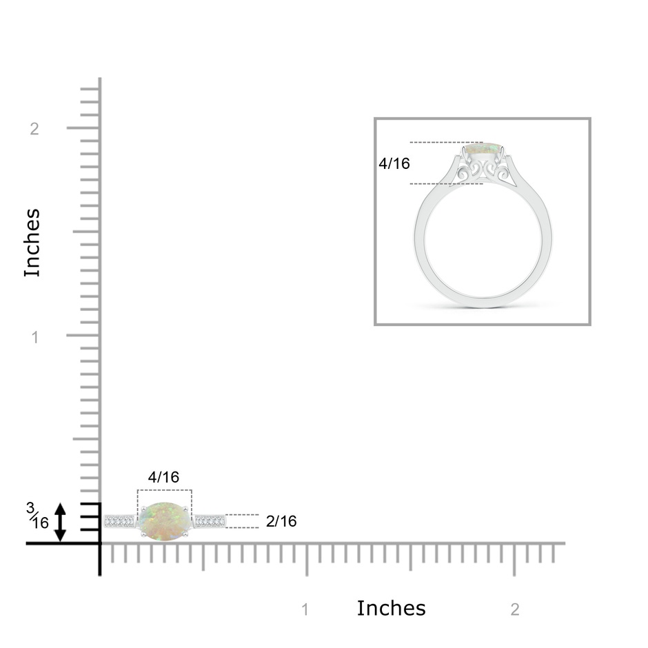 7x5mm AAA East-West Oval Opal Solitaire Ring with Diamonds in P950 Platinum product image