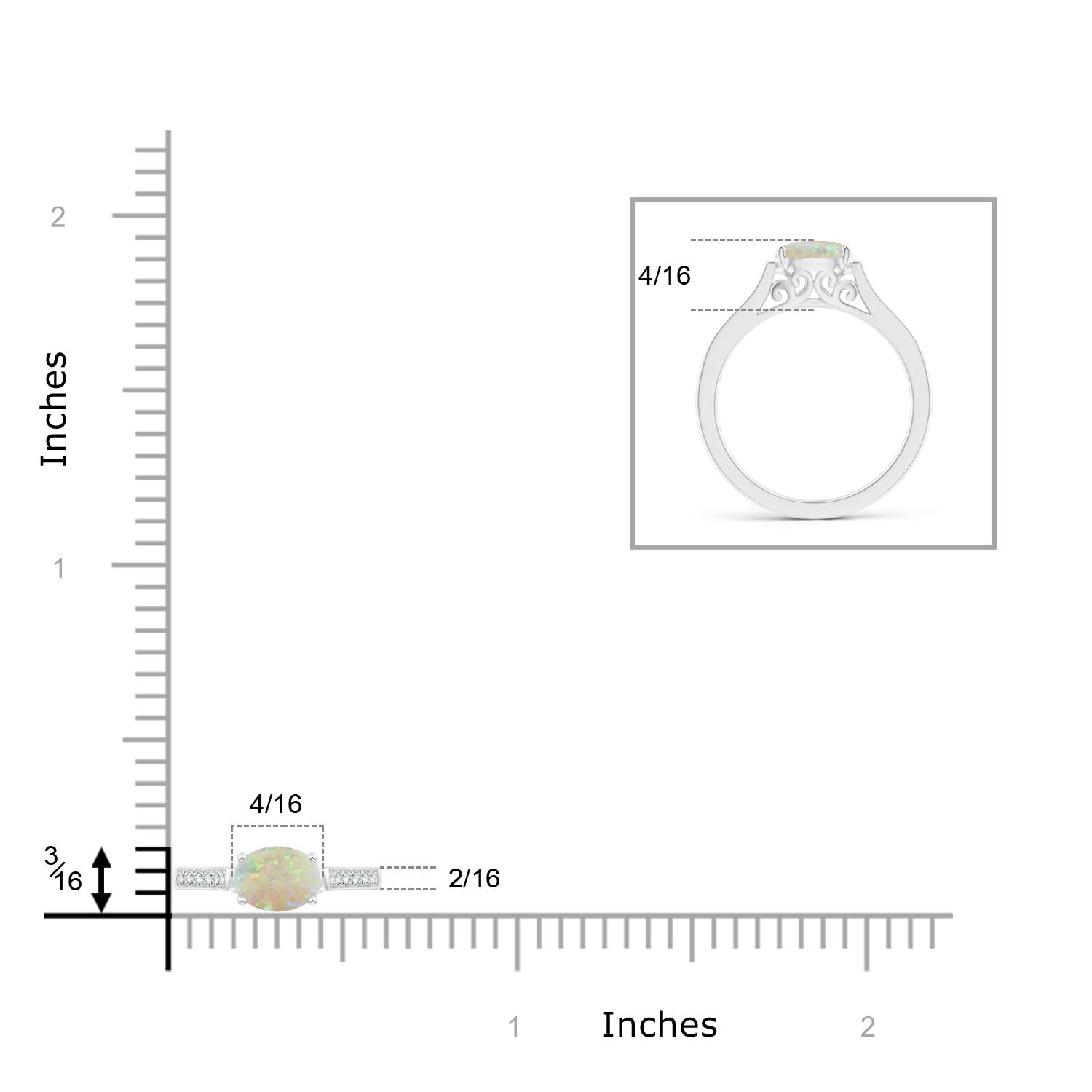 AAA - Opal / 0.57 CT / 14 KT White Gold