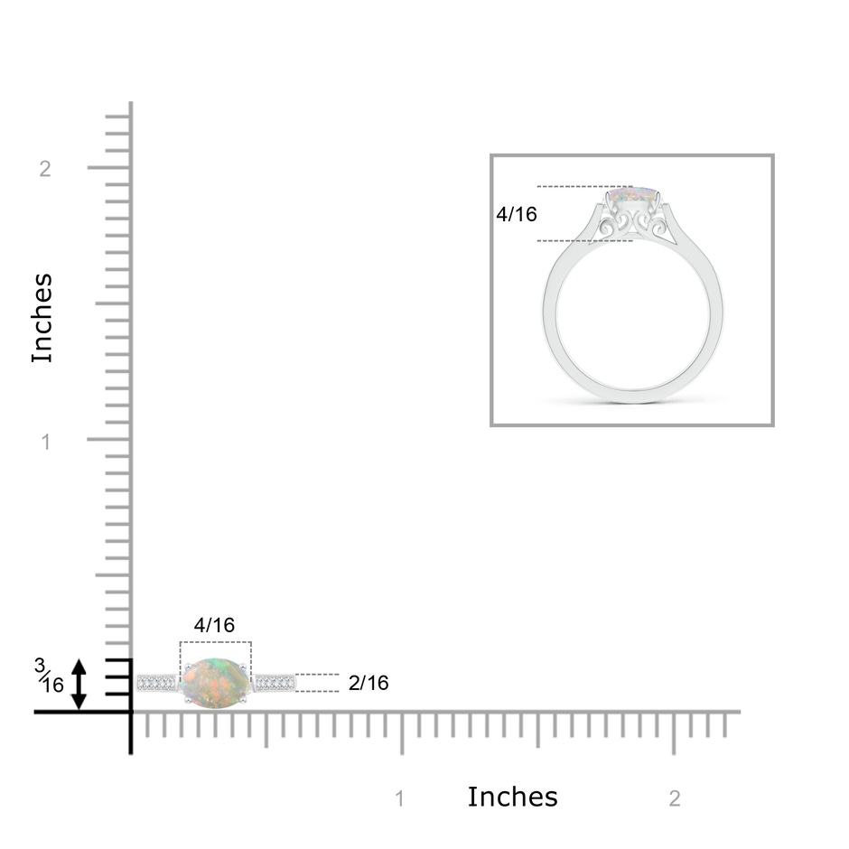 7x5mm AAAA East-West Oval Opal Solitaire Ring with Diamonds in P950 Platinum product image