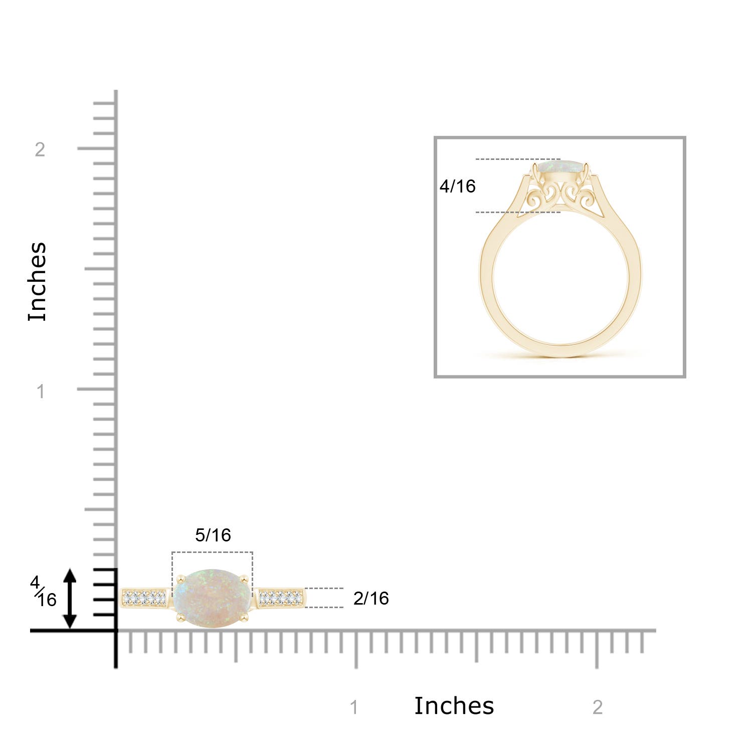 AA - Opal / 0.94 CT / 14 KT Yellow Gold