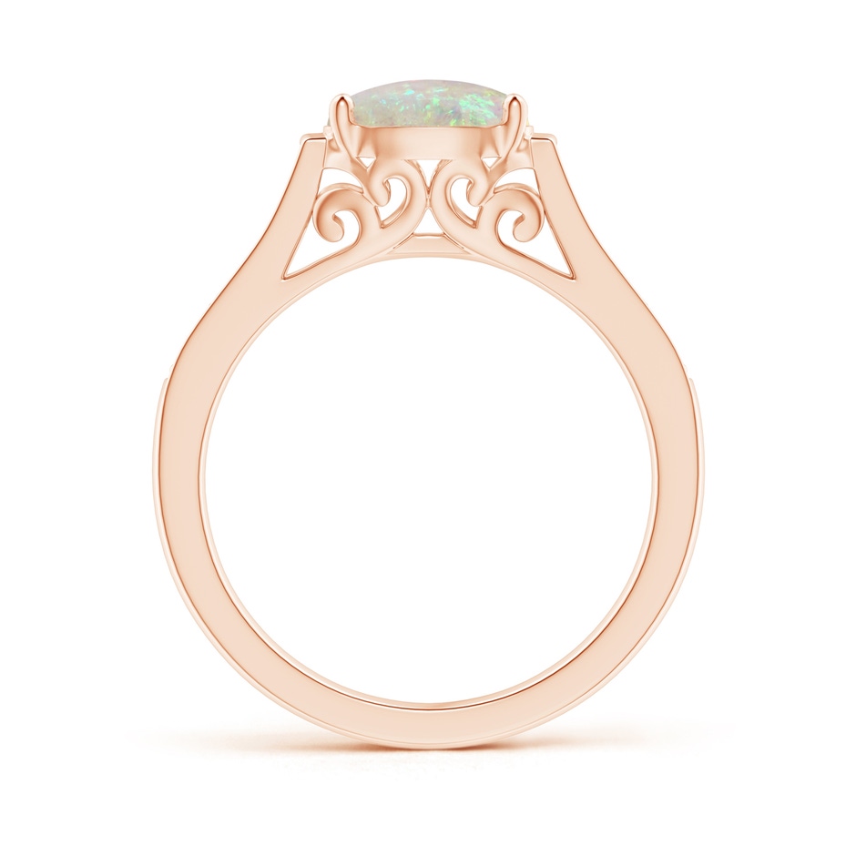 8x6mm AAA East-West Oval Opal Solitaire Ring with Diamonds in Rose Gold product image